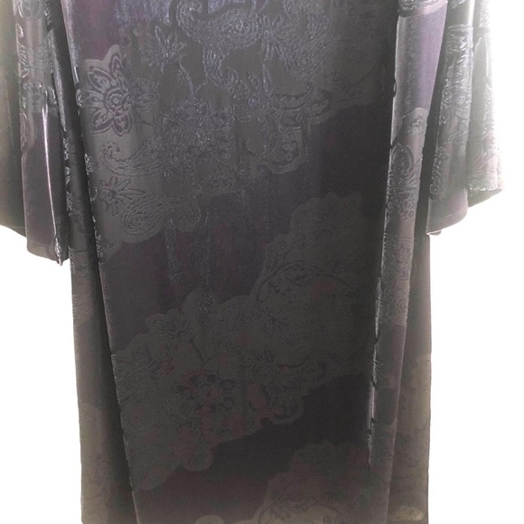 VTG Witchy Core Goth Velveteen Velvet Burn Out Black Purple Midi Dress Plus 2X - Picture 6 of 13